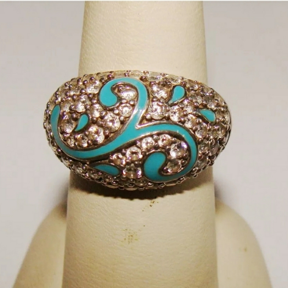 Host Pick RARE Designer Vintage Victoria Wieck Enamel Absolute Ring